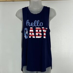Isabel Maternity Navy and Red Graphic Tank Top